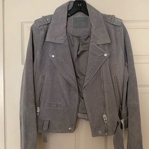 BLANK NYC gray suede moto leather jacket
